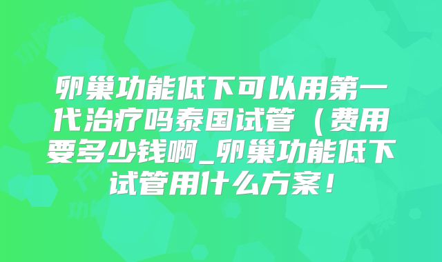 卵巢功能低下可以用第一代治疗吗泰国试管(费用要多少钱啊_卵巢功能低下试管用什么方案!