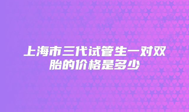 上海市三代试管生一对双胎的价格是多少