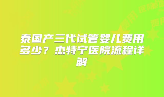泰国产三代试管婴儿费用多少？杰特宁医院流程详解