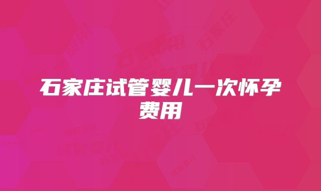 石家庄试管婴儿一次怀孕费用