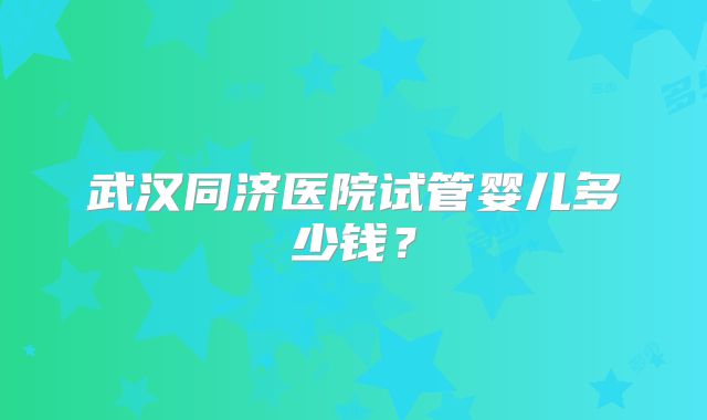 武汉同济医院试管婴儿多少钱？