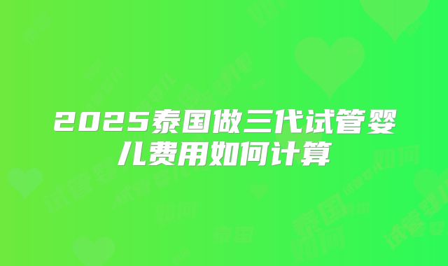 2025泰国做三代试管婴儿费用如何计算