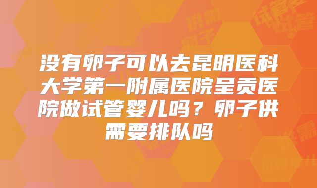 没有卵子可以去昆明医科大学第一附属医院呈贡医院做试管婴儿吗?卵子供需要排队吗