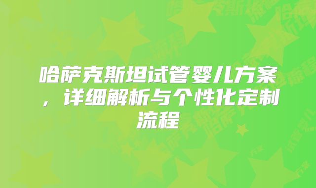 哈萨克斯坦试管婴儿方案，详细解析与个性化定制流程