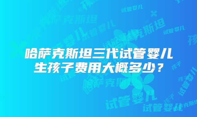 哈萨克斯坦三代试管婴儿生孩子费用大概多少？