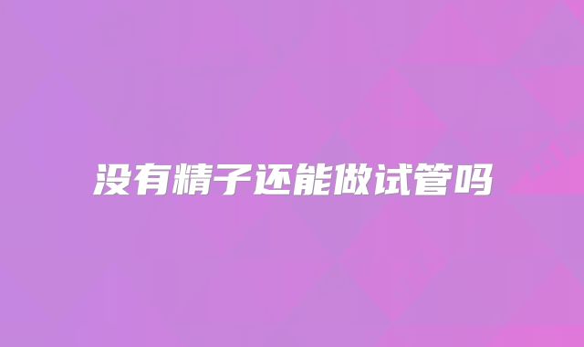 没有精子还能做试管吗