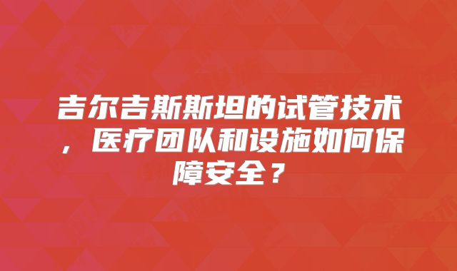 吉尔吉斯斯坦的试管技术，医疗团队和设施如何保障安全？