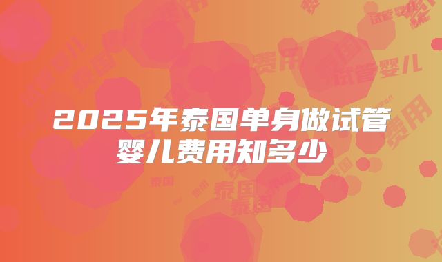 2025年泰国单身做试管婴儿费用知多少