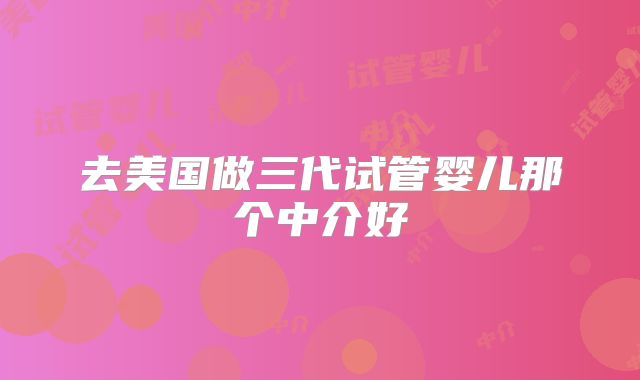去美国做三代试管婴儿那个中介好