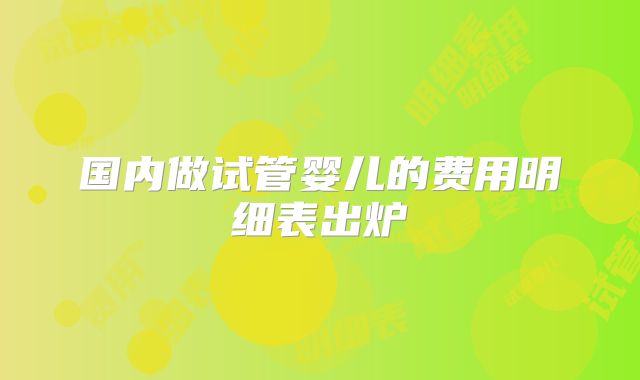 国内做试管婴儿的费用明细表出炉