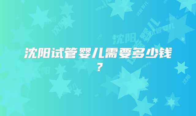 沈阳试管婴儿需要多少钱？