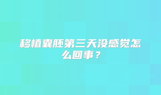 移植囊胚第三天没感觉怎么回事?