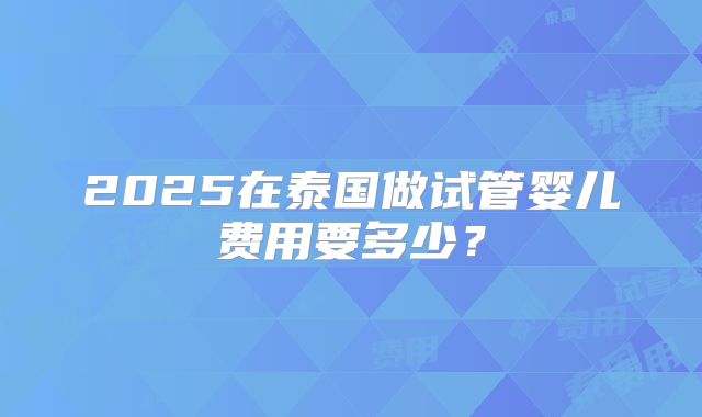 2025在泰国做试管婴儿费用要多少?