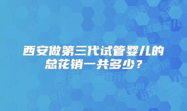 西安做第三代试管婴儿的总花销一共多少？