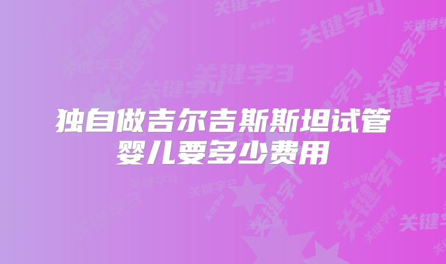 独自做吉尔吉斯斯坦试管婴儿要多少费用