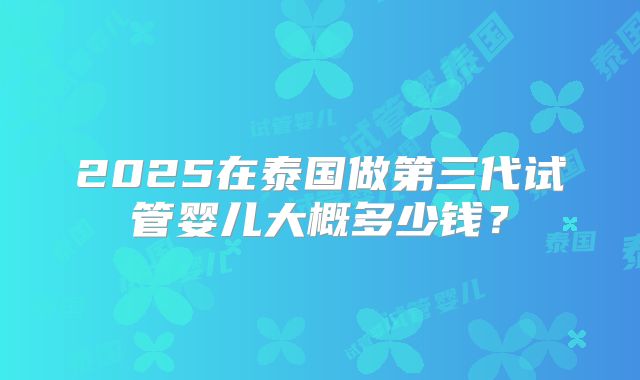 2025在泰国做第三代试管婴儿大概多少钱？