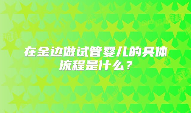 在金边做试管婴儿的具体流程是什么?