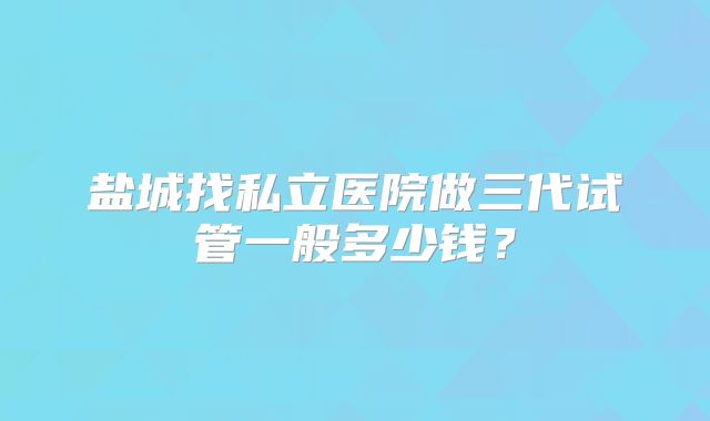盐城找私立医院做三代试管一般多少钱？