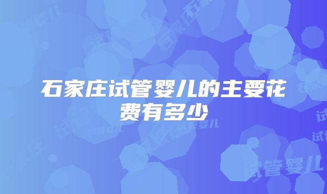 石家庄试管婴儿的主要花费有多少
