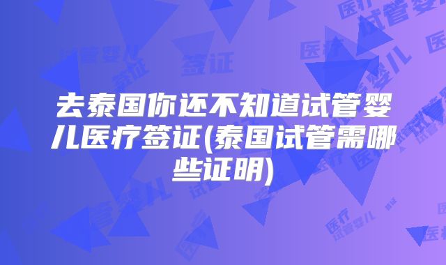 去泰国你还不知道试管婴儿医疗签证(泰国试管需哪些证明)