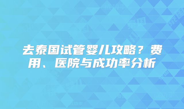 去泰国试管婴儿攻略？费用、医院与成功率分析