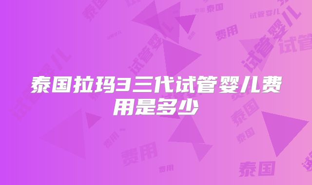泰国拉玛3三代试管婴儿费用是多少