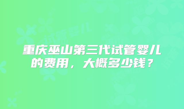 重庆巫山第三代试管婴儿的费用，大概多少钱？
