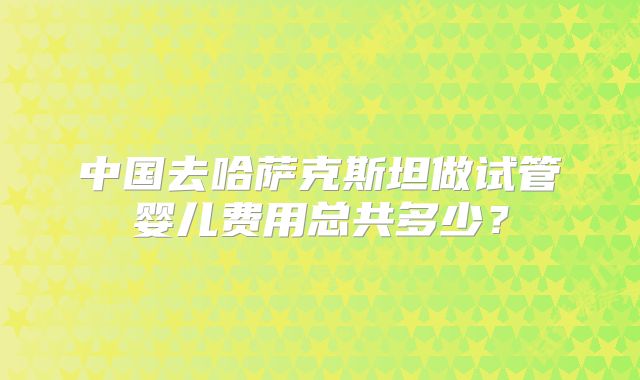 中国去哈萨克斯坦做试管婴儿费用总共多少?