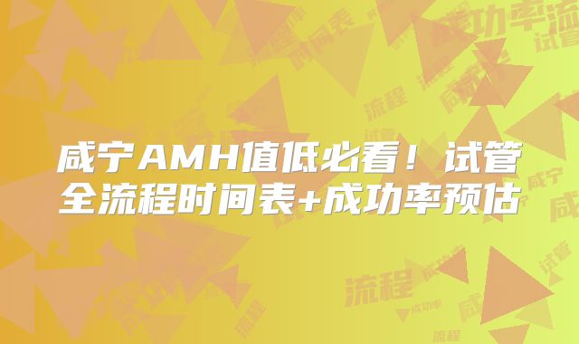 咸宁AMH值低必看！试管全流程时间表+成功率预估