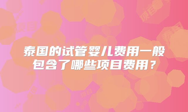 泰国的试管婴儿费用一般包含了哪些项目费用?
