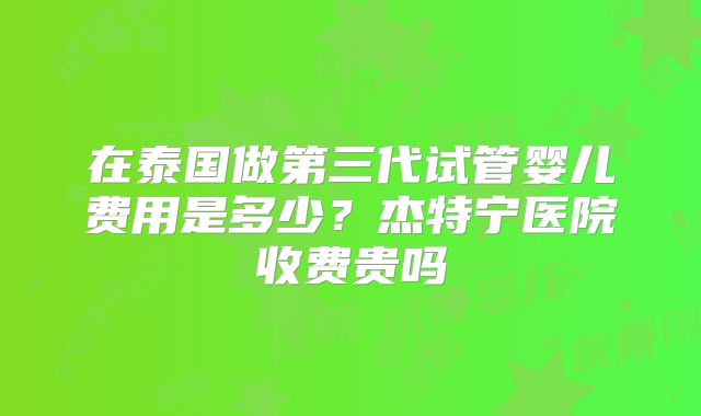 在泰国做第三代试管婴儿费用是多少?杰特宁医院收费贵吗