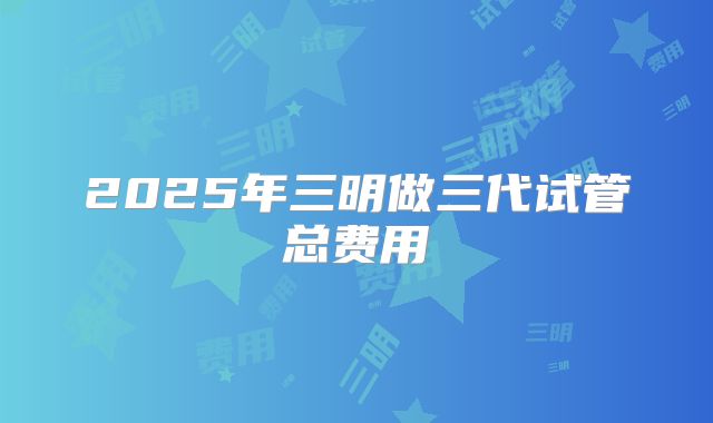 2025年三明做三代试管总费用