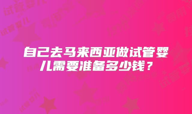 自己去马来西亚做试管婴儿需要准备多少钱?