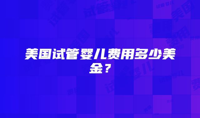 美国试管婴儿费用多少美金？