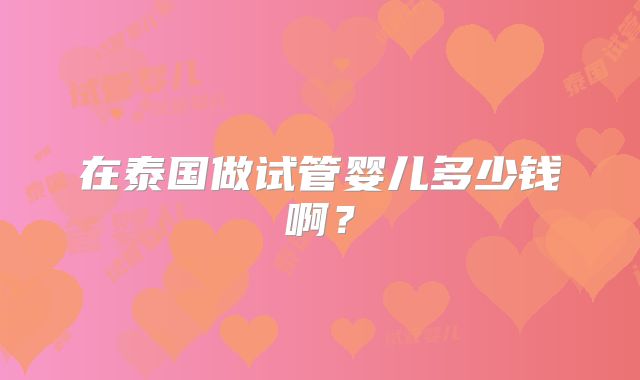 在泰国做试管婴儿多少钱啊？
