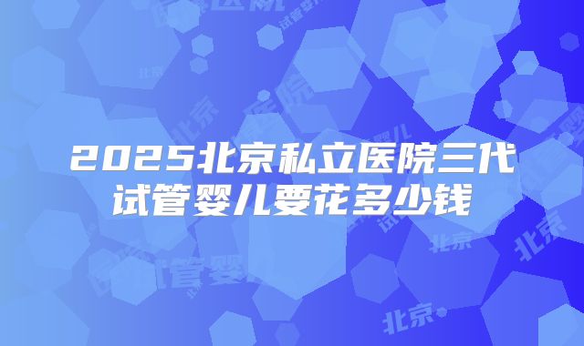 2025北京私立医院三代试管婴儿要花多少钱