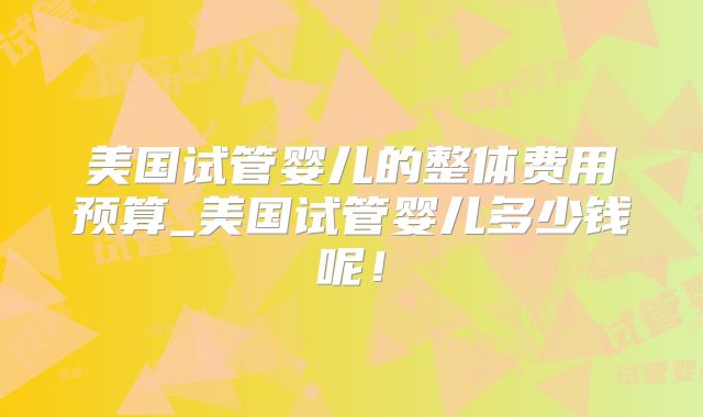 美国试管婴儿的整体费用预算_美国试管婴儿多少钱呢!