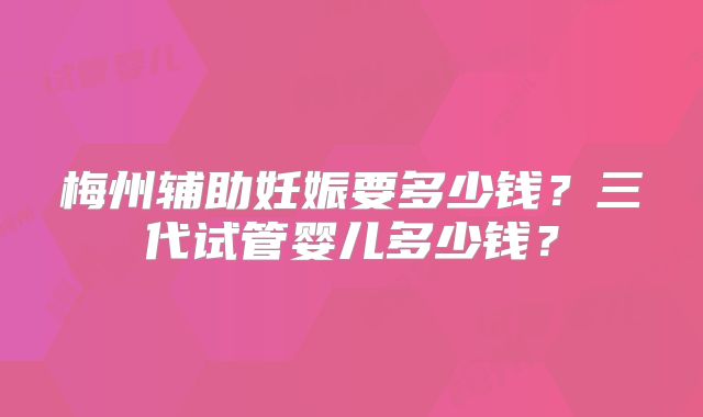 梅州辅助妊娠要多少钱?三代试管婴儿多少钱?