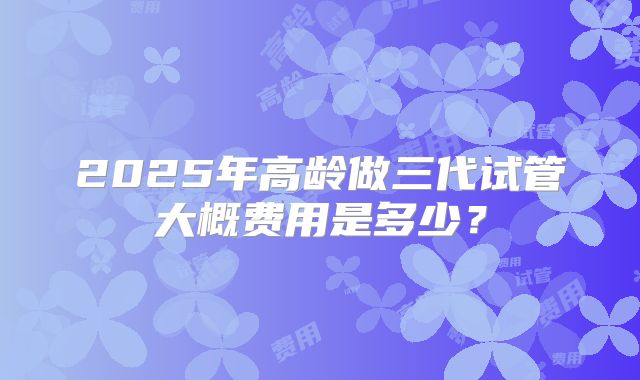 2025年高龄做三代试管大概费用是多少?