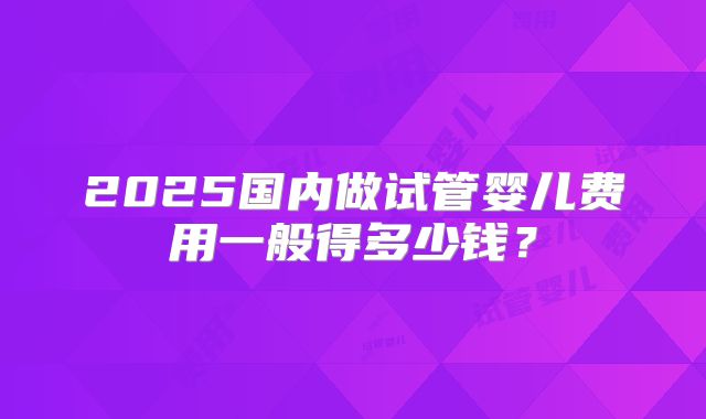 2025国内做试管婴儿费用一般得多少钱?