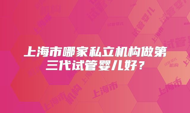 上海市哪家私立机构做第三代试管婴儿好？
