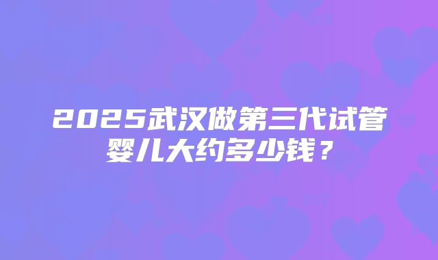 2025武汉做第三代试管婴儿大约多少钱?