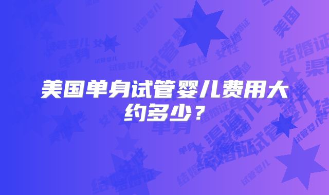 美国单身试管婴儿费用大约多少？