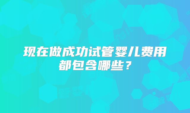 现在做成功试管婴儿费用都包含哪些?