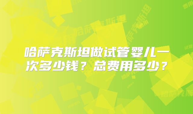 哈萨克斯坦做试管婴儿一次多少钱？总费用多少？