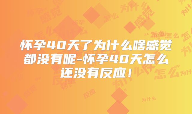 怀孕40天了为什么啥感觉都没有呢-怀孕40天怎么还没有反应!