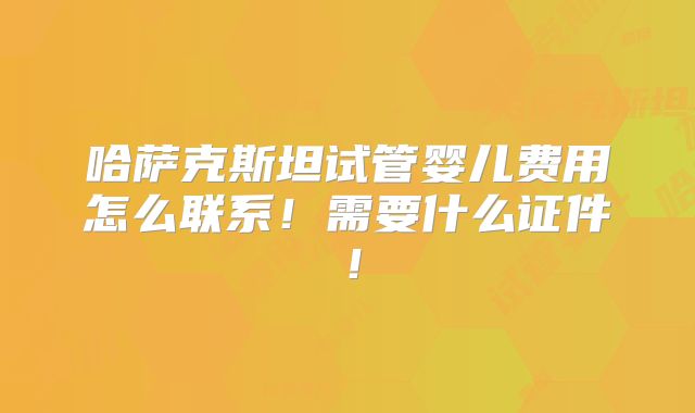 哈萨克斯坦试管婴儿费用怎么联系!需要什么证件!