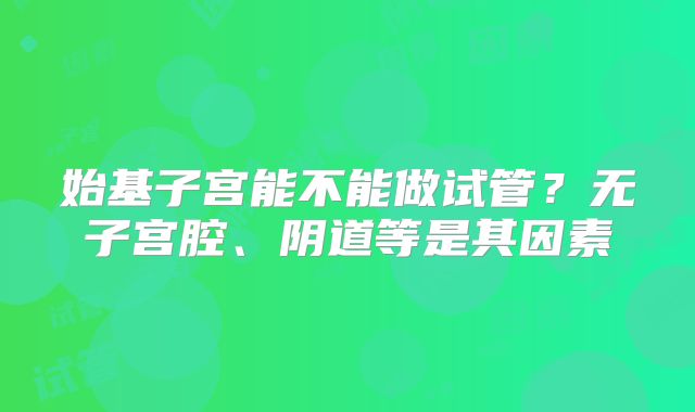始基子宫能不能做试管？无子宫腔、阴道等是其因素