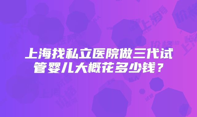 上海找私立医院做三代试管婴儿大概花多少钱?