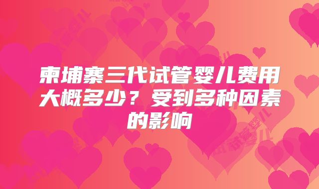 柬埔寨三代试管婴儿费用大概多少?受到多种因素的影响